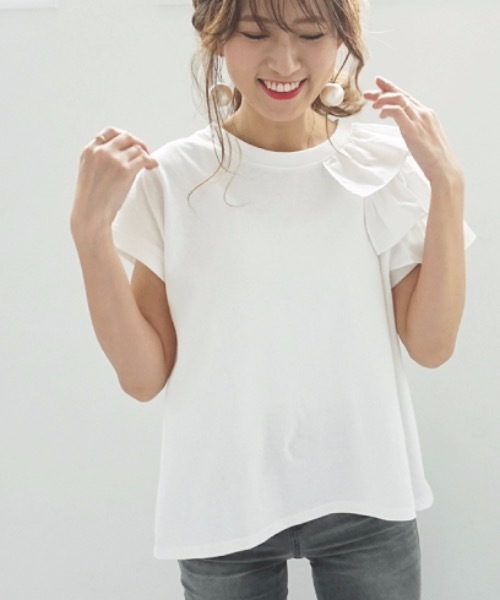 セール】片方フリルTシャツ（Tシャツ/カットソー）｜M y u