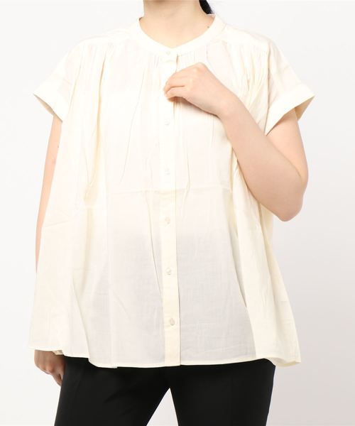 AMERICAN HOLIC(アメリカンホリック)の「フレンチスリーブノーカラーギャザーシャツ? *〇(シャツ/ブラウス・レディース・ブラック/チェック/マスタード/アイボリー・M/L)」の11枚目の写真