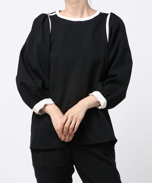 Tiara(ティアラ)の「バイカラーブラウス(シャツ/ブラウス・レディース・アイボリー/キャメル/ブラック・FREE)」の3枚目の写真