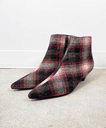 チェックショートブーツ