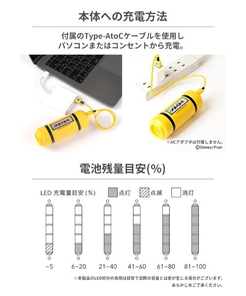 Hamee（ハミィ）の「ディズニー ピクサーキャラクター モンスターズインク エネルギータンク型 モバイル 充電器 5000mAh モバイルバッテリー（スマホグッズ・レディース・イエロー・FREE）」の14枚目の写真