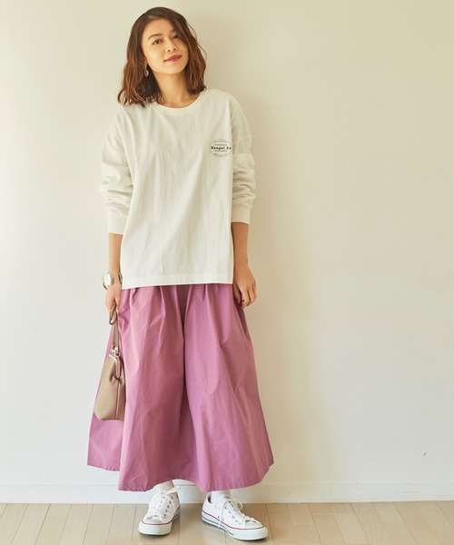 KANGOL EXTRA COMFORT(カンゴールエクストラコンフォート)の「バックプリントMIXロゴ ロングTシャツ(Tシャツ/カットソー・レディース・オフホワイト/クリーム/ブラック/ライトベージュ・L/M/LL)」の8枚目の写真