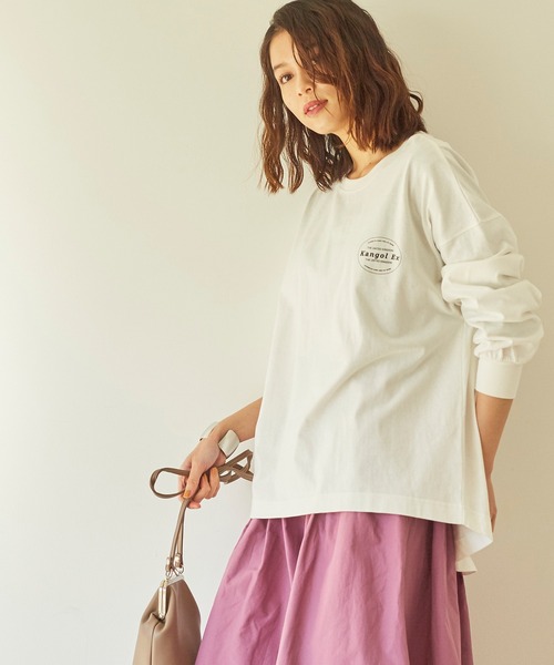 KANGOL EXTRA COMFORT(カンゴールエクストラコンフォート)の「バックプリントMIXロゴ ロングTシャツ(Tシャツ/カットソー・レディース・オフホワイト/クリーム/ブラック/ライトベージュ・L/M/LL)」の22枚目の写真