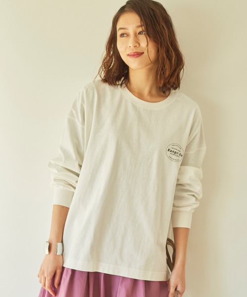 KANGOL EXTRA COMFORT(カンゴールエクストラコンフォート)の「バックプリントMIXロゴ ロングTシャツ(Tシャツ/カットソー・レディース・オフホワイト/クリーム/ブラック/ライトベージュ・L/M/LL)」の16枚目の写真
