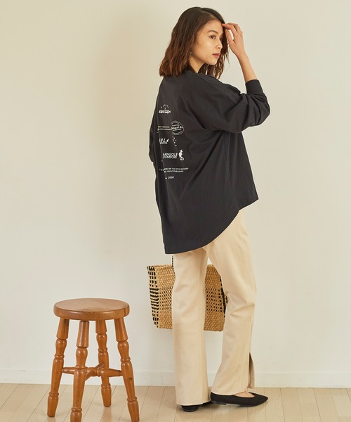 KANGOL EXTRA COMFORT(カンゴールエクストラコンフォート)の「バックプリントMIXロゴ ロングTシャツ(Tシャツ/カットソー・レディース・オフホワイト/クリーム/ブラック/ライトベージュ・L/M/LL)」の20枚目の写真