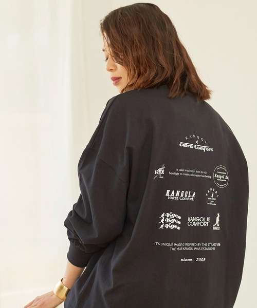 KANGOL EXTRA COMFORT(カンゴールエクストラコンフォート)の「バックプリントMIXロゴ ロングTシャツ(Tシャツ/カットソー・レディース・オフホワイト/クリーム/ブラック/ライトベージュ・L/M/LL)」の9枚目の写真