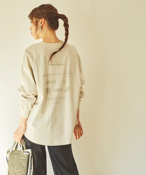 KANGOL EXTRA COMFORT(カンゴールエクストラコンフォート)の「バックプリントMIXロゴ ロングTシャツ(Tシャツ/カットソー・レディース・オフホワイト/クリーム/ブラック/ライトベージュ・L/M/LL)」の12枚目の写真