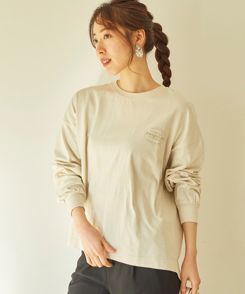 KANGOL EXTRA COMFORT(カンゴールエクストラコンフォート)の「バックプリントMIXロゴ ロングTシャツ(Tシャツ/カットソー・レディース・オフホワイト/クリーム/ブラック/ライトベージュ・L/M/LL)」の17枚目の写真