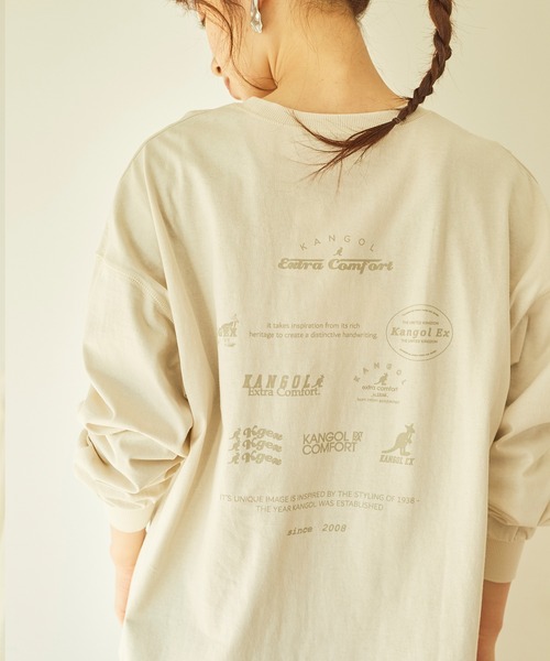 KANGOL EXTRA COMFORT(カンゴールエクストラコンフォート)の「バックプリントMIXロゴ ロングTシャツ(Tシャツ/カットソー・レディース・オフホワイト/クリーム/ブラック/ライトベージュ・L/M/LL)」の21枚目の写真