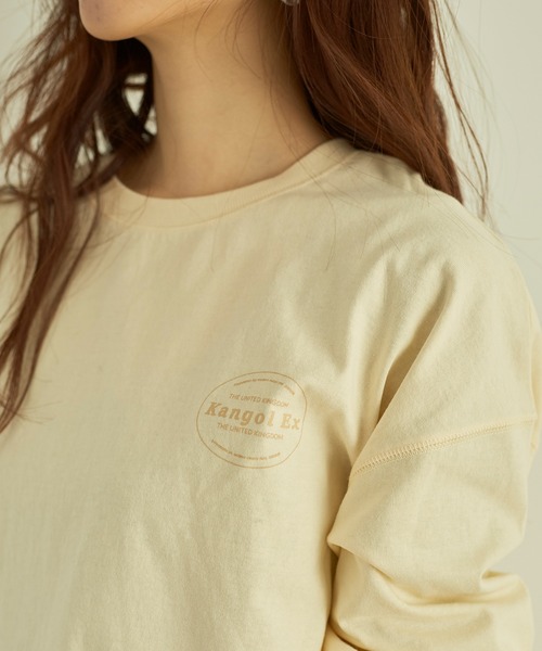 KANGOL EXTRA COMFORT(カンゴールエクストラコンフォート)の「バックプリントMIXロゴ ロングTシャツ(Tシャツ/カットソー・レディース・オフホワイト/クリーム/ブラック/ライトベージュ・L/M/LL)」の18枚目の写真