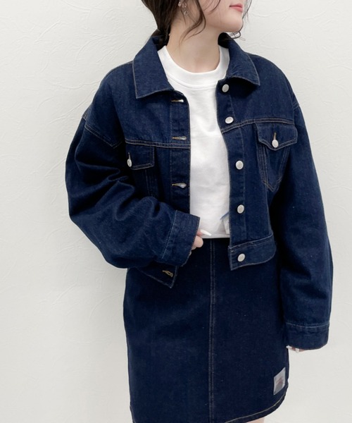 EPIMI E'PIMMY(エピミエピミー)の「《setupにも》ショート丈エピGジャン(デニムジャケット・レディース・ブラック/パープル/ネイビー/ブラウン/オフホワイト/ブルー/ピンクベージュ・MEDIUM)」の5枚目の写真