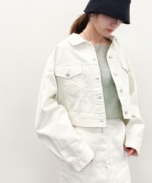 EPIMI E'PIMMY(エピミエピミー)の「《setupにも》ショート丈エピGジャン(デニムジャケット・レディース・ブラック/パープル/ネイビー/ブラウン/オフホワイト/ブルー/ピンクベージュ・MEDIUM)」の2枚目の写真