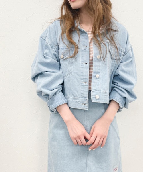 EPIMI E'PIMMY(エピミエピミー)の「《setupにも》ショート丈エピGジャン(デニムジャケット・レディース・ブラック/パープル/ネイビー/ブラウン/オフホワイト/ブルー/ピンクベージュ・MEDIUM)」の6枚目の写真