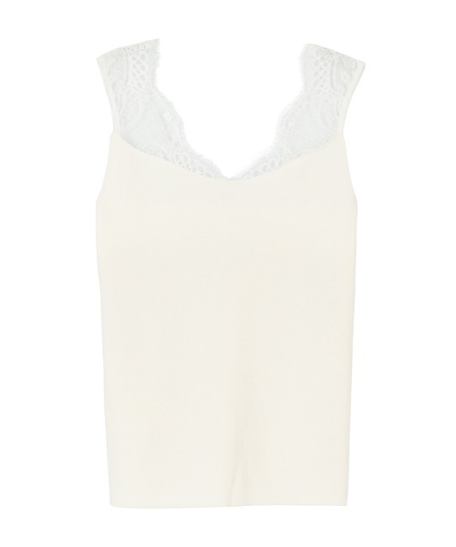 UR'S(ユアーズ)の「肩レースタンクトップ(タンクトップ・レディース・オフホワイト/ラベンダー/グレイッシュベージュ/ブラック・S/M/L)」の2枚目の写真