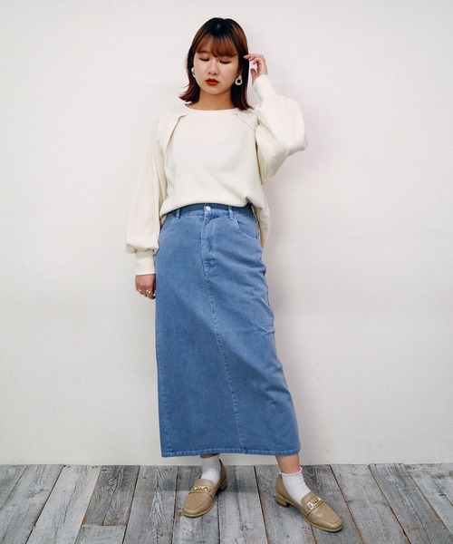 179/WG（イチナナキュウダブルジー）の「ピグメントデニムタイトスカート（デニムスカート・レディース・チャコールグレー/パープル/ブルー・MEDIUM）」の9枚目の写真