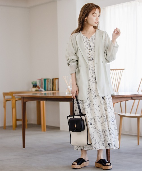 後払い手数料無料 の ワンピース エンパイアマキシプリントワンピース Woman Mysty Woman ミスティウーマン のファッション ワンピース ドレス Web限定 Mysty ワンピース