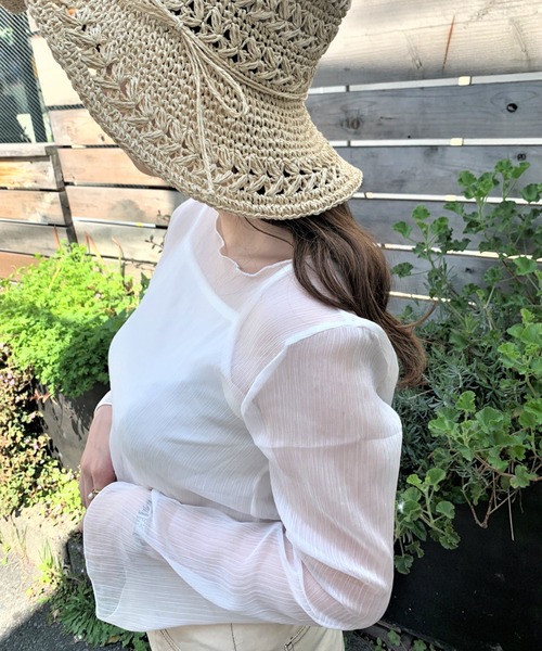 WEGO(ウィゴー)の「WEGO/【2点セット】キャミセットシアーロンT(Tシャツ/カットソー・レディース・ライトグレー/オフホワイト/グリーン系その他・FREE)」の2枚目の写真