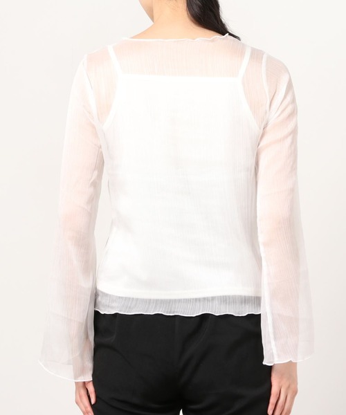 WEGO(ウィゴー)の「WEGO/【2点セット】キャミセットシアーロンT(Tシャツ/カットソー・レディース・ライトグレー/オフホワイト/グリーン系その他・FREE)」の5枚目の写真