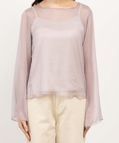 WEGO(ウィゴー)の「WEGO/【2点セット】キャミセットシアーロンT(Tシャツ/カットソー・レディース・ライトグレー/オフホワイト/グリーン系その他・FREE)」の11枚目の写真