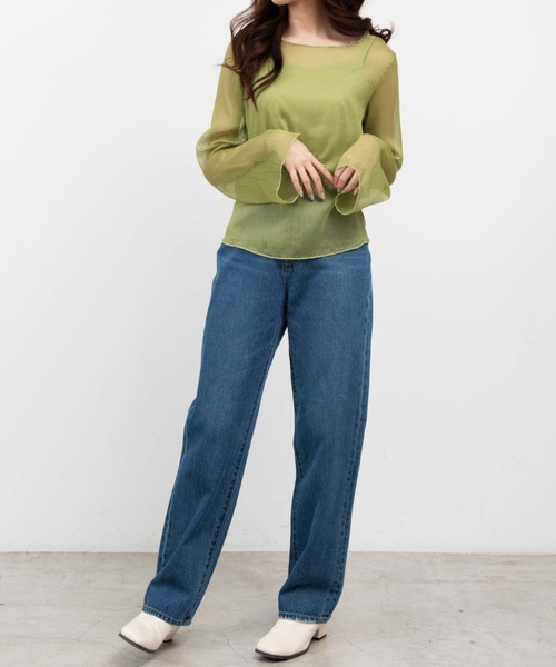 WEGO(ウィゴー)の「WEGO/【2点セット】キャミセットシアーロンT(Tシャツ/カットソー・レディース・ライトグレー/オフホワイト/グリーン系その他・FREE)」の8枚目の写真