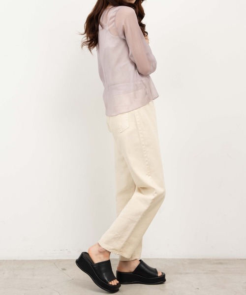 WEGO(ウィゴー)の「WEGO/【2点セット】キャミセットシアーロンT(Tシャツ/カットソー・レディース・ライトグレー/オフホワイト/グリーン系その他・FREE)」の6枚目の写真