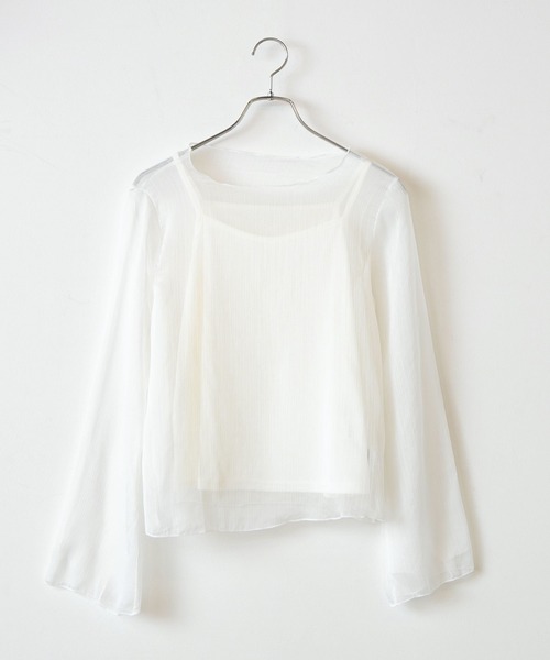 WEGO(ウィゴー)の「WEGO/【2点セット】キャミセットシアーロンT(Tシャツ/カットソー・レディース・ライトグレー/オフホワイト/グリーン系その他・FREE)」の13枚目の写真