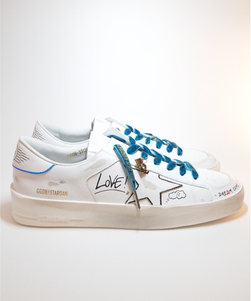 GOLDEN GOOSE（ゴールデングース）の「【ZOZO限定】GOLDEN GOOSE LAB Customized Stardan sneakers/white leather with green velvet laces GOLDEN GOOSE logo（スニーカー・メンズ・ホワイト系その他・40/42/39/43/41/44）」の1枚目の写真
