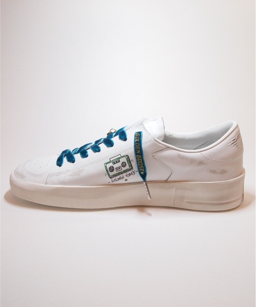 GOLDEN GOOSE（ゴールデングース）の「【ZOZO限定】GOLDEN GOOSE LAB Customized Stardan sneakers/white leather with green velvet laces GOLDEN GOOSE logo（スニーカー・メンズ・ホワイト系その他・40/42/39/43/41/44）」の2枚目の写真