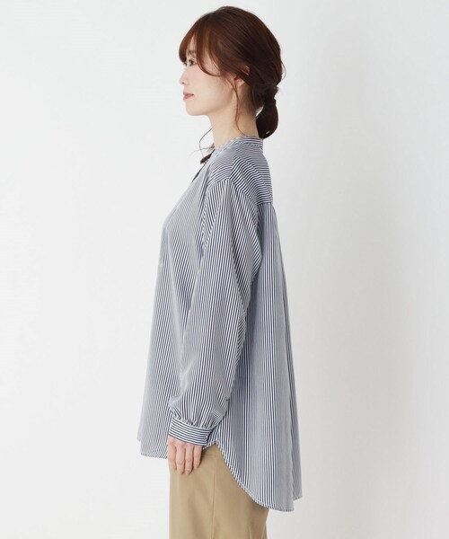 pink adobe（ピンクアドベ）の「◆【M-3L】ビブ切り替えバンドカラーシャツ（シャツ/ブラウス・レディース・ライトグレー/アイボリー系2/チャコールグレー/アイボリー・42/40/38/44）」の12枚目の写真