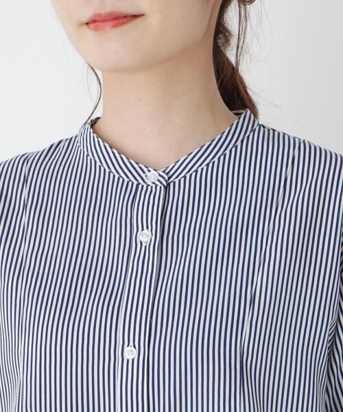 pink adobe（ピンクアドベ）の「◆【M-3L】ビブ切り替えバンドカラーシャツ（シャツ/ブラウス・レディース・ライトグレー/アイボリー系2/チャコールグレー/アイボリー・42/40/38/44）」の9枚目の写真