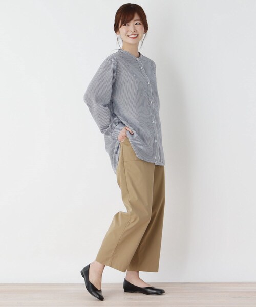 pink adobe（ピンクアドベ）の「◆【M-3L】ビブ切り替えバンドカラーシャツ（シャツ/ブラウス・レディース・ライトグレー/アイボリー系2/チャコールグレー/アイボリー・42/40/38/44）」の13枚目の写真