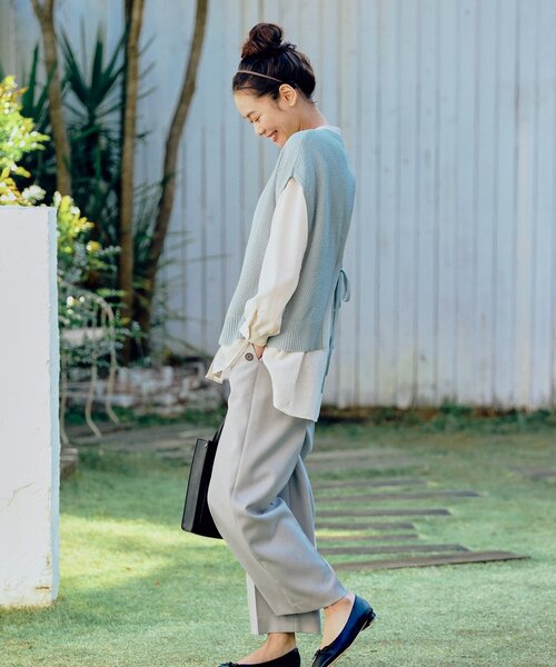 pink adobe（ピンクアドベ）の「◆【M-3L】ビブ切り替えバンドカラーシャツ（シャツ/ブラウス・レディース・ライトグレー/アイボリー系2/チャコールグレー/アイボリー・42/40/38/44）」の14枚目の写真