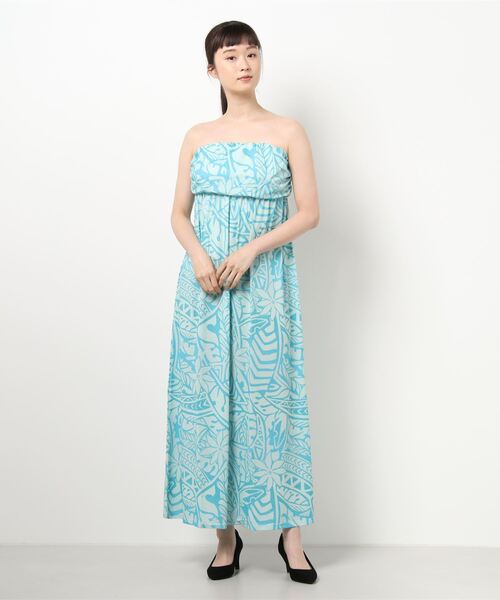 Blue ワンピース Blue Bird セール Maunaloa マウナロア のファッション ベアトップワンピース Ocean トライバルリゾート ワンピース Bird Maunaloa