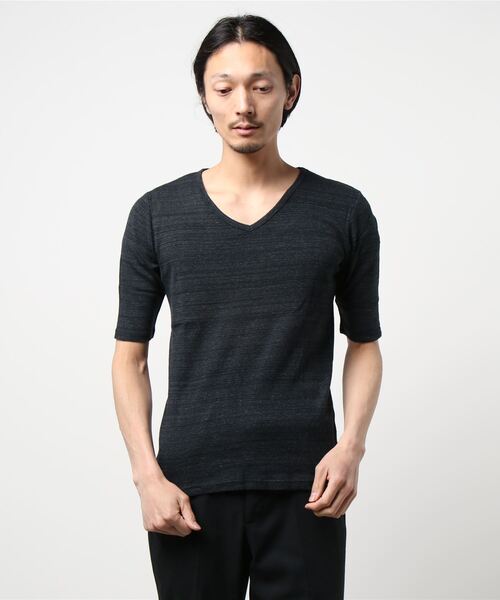 PARKS TOKYO SELECT（パークストウキョウセレクト）の「【BS】段染杢フライス 5/S V/N（Tシャツ/カットソー・メンズ・ネイビー/ブラック/杢グレー/ワイン・L/M）」の2枚目の写真
