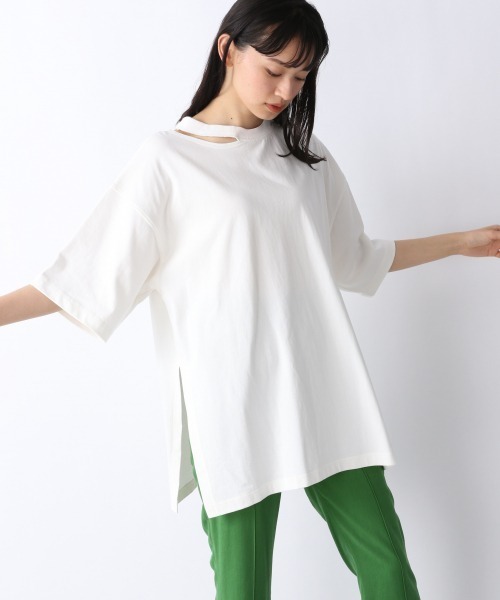 JEANASIS（ジーナシス）の「リサイクルコットンネックスリットBIGTEE/948170（Tシャツ/カットソー・レディース・ホワイト/グレー/ブラック・FREE）」の2枚目の写真