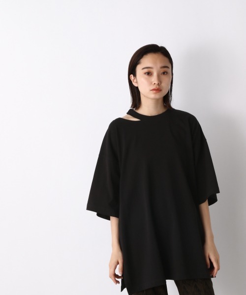 JEANASIS（ジーナシス）の「リサイクルコットンネックスリットBIGTEE/948170（Tシャツ/カットソー・レディース・ホワイト/グレー/ブラック・FREE）」の3枚目の写真