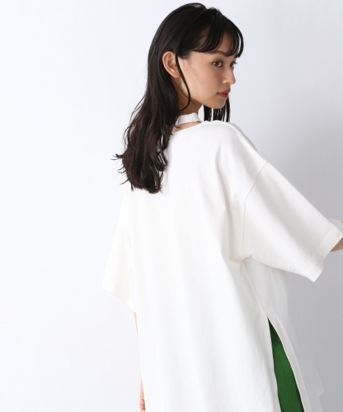 JEANASIS（ジーナシス）の「リサイクルコットンネックスリットBIGTEE/948170（Tシャツ/カットソー・レディース・ホワイト/グレー/ブラック・FREE）」の9枚目の写真