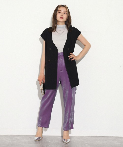 AULI（アウリィ）の「【低身長向けサイズ】ダブルロングベスト（ベスト・レディース・ブラック/ベージュ/イエロー×グリーン・XS）」の15枚目の写真