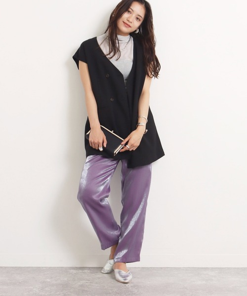 AULI（アウリィ）の「【低身長向けサイズ】ダブルロングベスト（ベスト・レディース・ブラック/ベージュ/イエロー×グリーン・XS）」の19枚目の写真