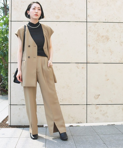 AULI（アウリィ）の「【低身長向けサイズ】ダブルロングベスト（ベスト・レディース・ブラック/ベージュ/イエロー×グリーン・XS）」の22枚目の写真