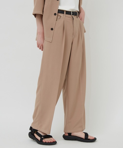 JUNRED（ジュンレッド）の「ステッチ配色ワイドストレートパンツ（その他パンツ・メンズ・ブラック/ベージュ/サックスブルー・S/M/L）」の4枚目の写真