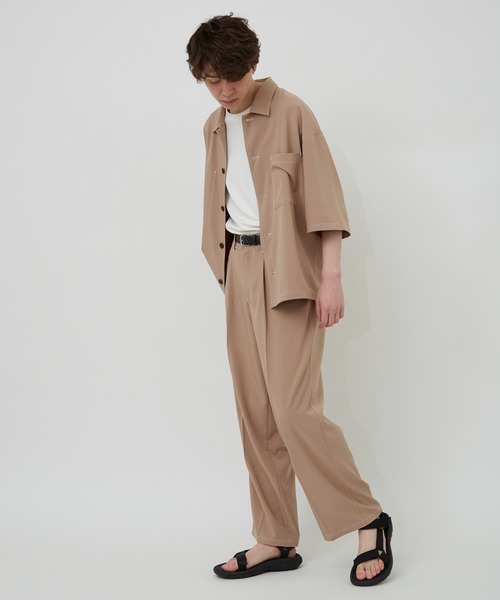 JUNRED（ジュンレッド）の「ステッチ配色ワイドストレートパンツ（その他パンツ・メンズ・ブラック/ベージュ/サックスブルー・S/M/L）」の15枚目の写真