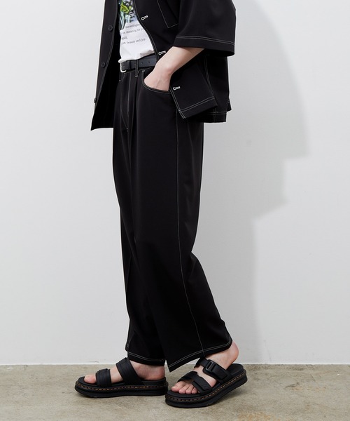 JUNRED（ジュンレッド）の「ステッチ配色ワイドストレートパンツ（その他パンツ・メンズ・ブラック/ベージュ/サックスブルー・S/M/L）」の17枚目の写真