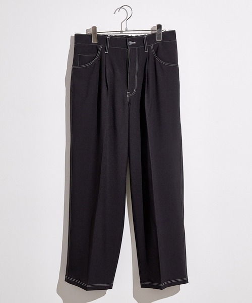 JUNRED（ジュンレッド）の「ステッチ配色ワイドストレートパンツ（その他パンツ・メンズ・ブラック/ベージュ/サックスブルー・S/M/L）」の5枚目の写真