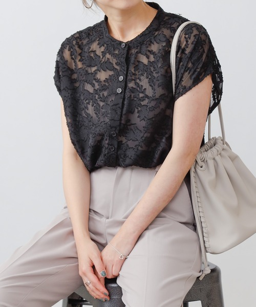 COLONY 2139（コロニートゥーワンスリーナイン）の「ジャガードシアーバンドカラーシャツ（シャツ/ブラウス・レディース・オフホワイト/ブラック/ベージュ・FREE）」の21枚目の写真