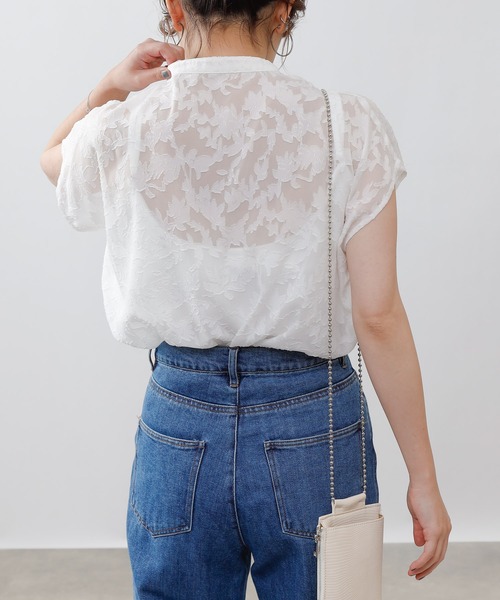 COLONY 2139（コロニートゥーワンスリーナイン）の「ジャガードシアーバンドカラーシャツ（シャツ/ブラウス・レディース・オフホワイト/ブラック/ベージュ・FREE）」の20枚目の写真