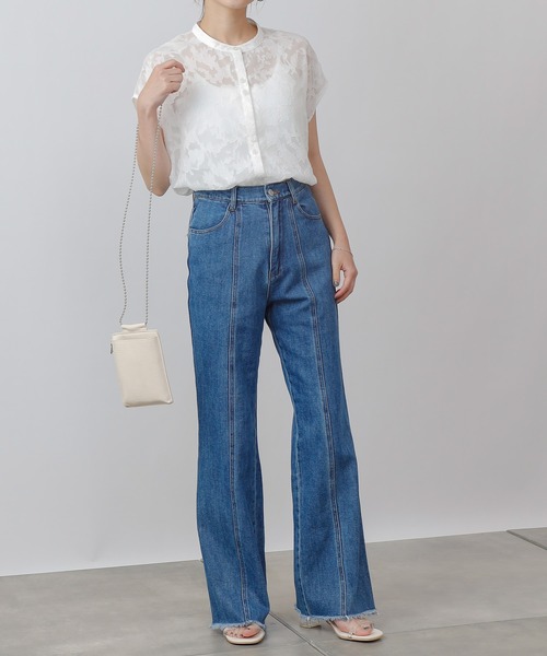 COLONY 2139（コロニートゥーワンスリーナイン）の「ジャガードシアーバンドカラーシャツ（シャツ/ブラウス・レディース・オフホワイト/ブラック/ベージュ・FREE）」の16枚目の写真