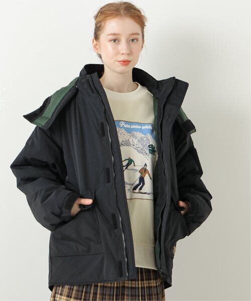 DOUBLE NAME(ダブルネーム)の「スタンド中綿フーディーブルゾン(ダウンジャケット/コート・レディース・ブラック/パープル/ブラウン/グリーン・FREE)」の2枚目の写真