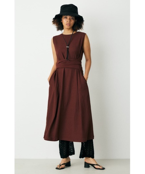 MOUSSY（マウジー）の「WAVY WAIST RIBBON ドレス（ワンピース・レディース・グリーン/ブラック/ブラウン・FREE）」の7枚目の写真