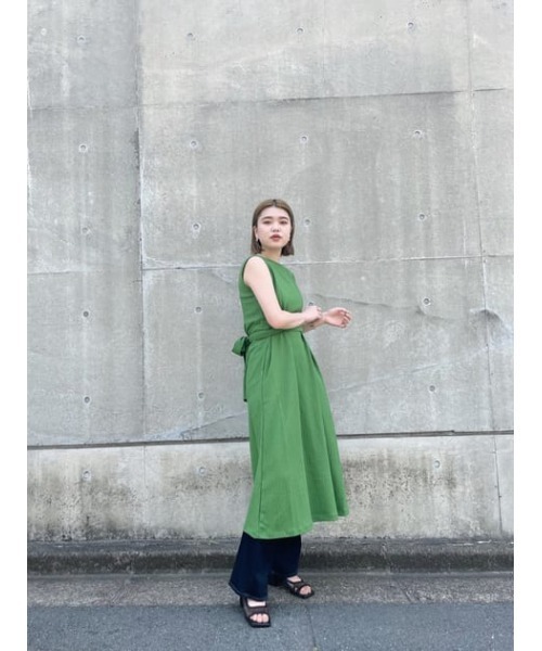 MOUSSY（マウジー）の「WAVY WAIST RIBBON ドレス（ワンピース・レディース・グリーン/ブラック/ブラウン・FREE）」の22枚目の写真